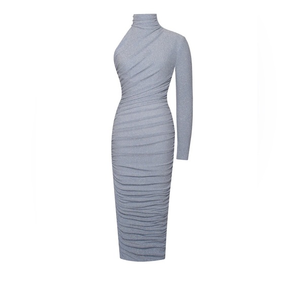 Miss Circle Peyton Light Blue One Sleeve Ruched Pencil Dress - Picture 5 of 5